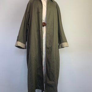 VTG Army Green Cotton Canvas Spring Trench Barn Coat